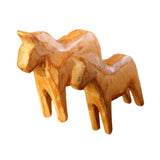 Maxbell 2Pcs Wood Hand Carved Horse Statue Gift Sculpture for Entrance Parties Shelf
