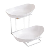 Maxbell Fruit Bowl for Kitchen Counter Serving Bowl with Metal Rack for Cake Dessert 2 Tier Silver Shelf