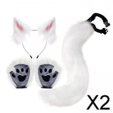 Maxbell 2xCat Costume Animal Cosplay Kitten Plush Ears Furry Fancy Dress up White