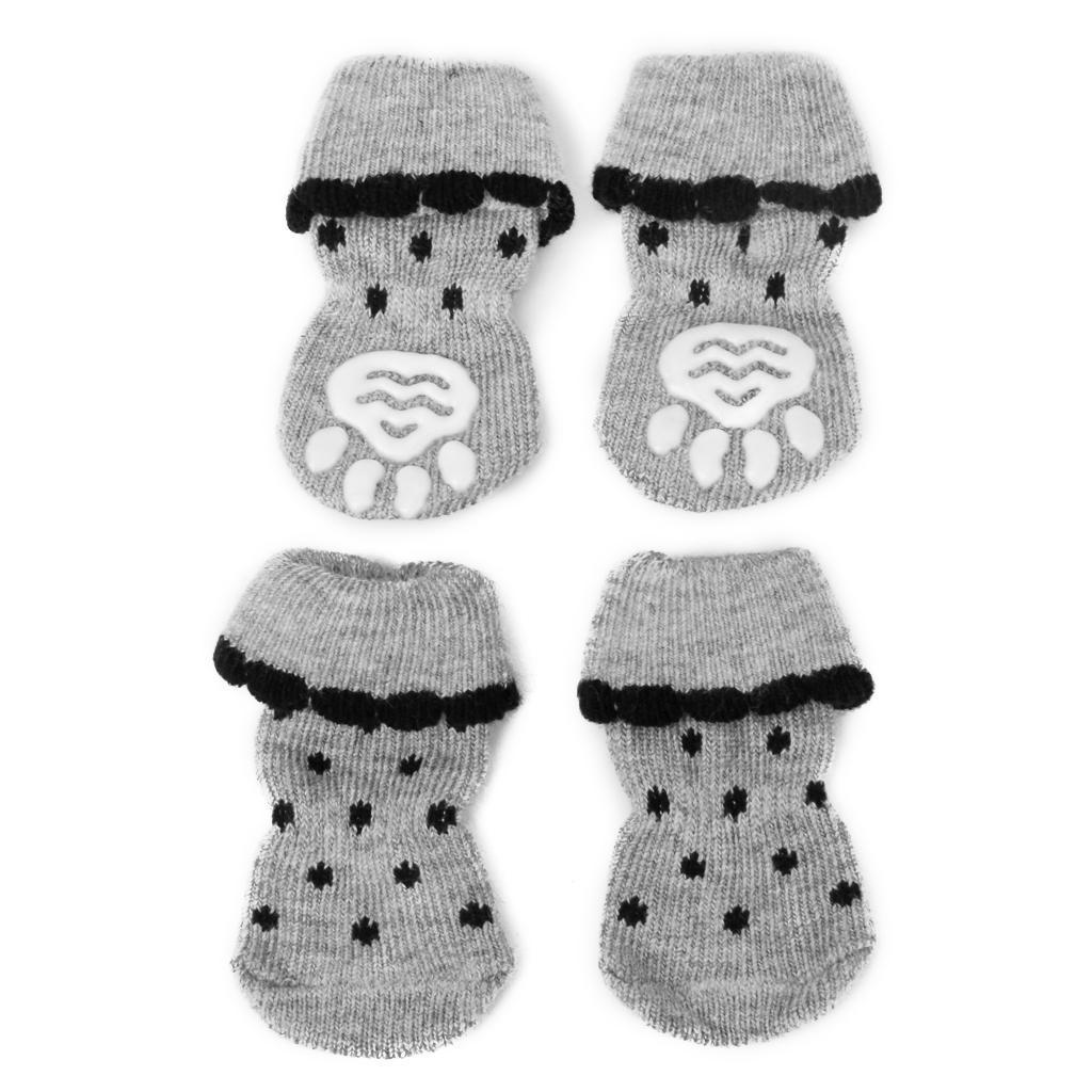 Maxbell Maxbell Cute Soft Comfortable Warm Anti-Slip Black Dots Paw Prints Dog Socks Pet Supplies PACK OF 4PCS XL