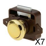 Maxbell 7xPush Button Catch Lock Cupboard Door Knob Campervan Caravan Motorhome Brown