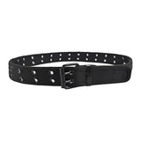 Maxbell 3xDouble Grommets Belt Aesthetic Casual Pin Buckle Belt Punk Belts Canvas Belt 110cm Black