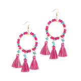 Christmas Tassels Earrings Boho Design Trendy for Travel Banquet Anniversary Rose Pink