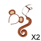 Maxbell 2xMonkey Ears and Long Tail Set Lolita Headdress for Prom Performance Carnival