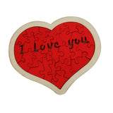 Heart Shape Puzzle for Kids Sensory Learning DIY Wood Puzzle Toys Decor 12cmx10cm Red