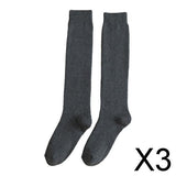 Maxbell 3xBreathable Cotton Mens Knee High Warm Long Winter Thick Socks  Dark grey