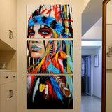 Maxbell 3Pcs DIY Canvas Modern Deco Wall Painting Indian Woman No Framed 50x70cm L - Aladdin Shoppers
