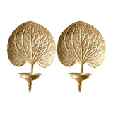 Maxbell 2Pcs Wall Candle Holder Gold Leaf Shape Large for Party Dining Room Bathroom