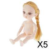 Maxbell 5xMini 16cm 13 Joints Nude Girl Doll Body Model DIY Accessory Blond Hair B