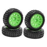 Maxbell 4 Pieces 1/18 RC Car Wheels and Tires Easy to Install Sturdy Direct Replaces Green