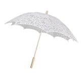 Maxbell Handmade Cotton Lace Parasols Umbrella Bridal Wedding Party White