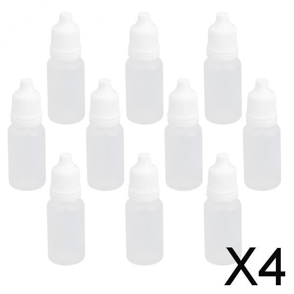 Maxbell 4x10x Empty Squeezable Dropper Bottle Screw Cap for Eye Drops Lab Liquid 10ml