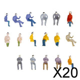 Maxbell 20x100x Painted Model Train Seated People Passengers Figures 1:100 TT Scale