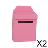 Maxbell 2xDollhouse Miniature Wooden Mail Box 1/12 Scale Pink