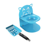 Maxbell Elevated Cat Bowl Non Slip Ergonomic Sturdy Pet Accessories Cat Litter Scoop Blue