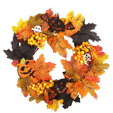 Maxbell 2pcs Artificial Maple Berry Pumpkin Halloween Flower Wreath Garland Decor