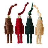 4Pcs Christmas Hanging Decorations Trees Flocking Nutcracker Soldier Figures