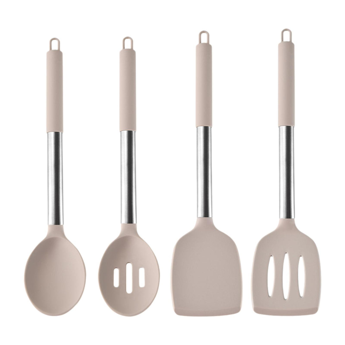 Maxbell 4Pcs Cooking Utensils Mixing Easy to Clean Spoons Stirring Nonstick Cookware Beige