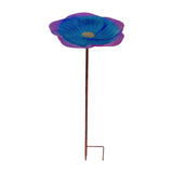 Maxbell Bird Feeders Bowl with Stake Flower Shape Baths for Patio Lawn Backyard Purple Blue