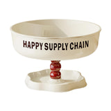 Maxbell Pedestal Bowl Elegant Fruit Bowl with Stand for Parties Counter Dining Table Cream Black