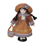 Maxbell Porcelain Doll in Dress Birthday Gift for Kids Women Elegant Standing Figure Brown