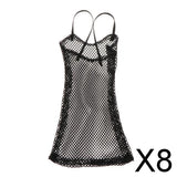 8x1/6 Mesh Strap Dress Women Clothes for 12'' Action Figure Accessories Black