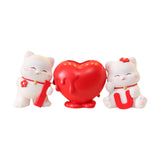 3Pcs Chinese Couple Cat Statues Gifts Tabletop for Entryway Bedroom New Year