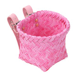 Maxbell Kids Bike Basket Decoration Gift Handwoven Compact Supplies Handlebar Basket Pink