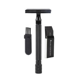 Maxbell Manual Shaver Long Handle Portable Stainless Steel Razor Blades for Men Black