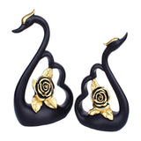 Maxbell 1 Pair Resin Swan Couple Sculpture Desktop Decoration for Coffee Table Decor Black