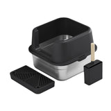 Maxbell Cat Litter Box Stainless Steel Litter Container Bedpan Kitten Litter Pan black