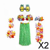 Maxbell 2xhawaiian Skirt Costume Set Fancy Dress Luau National Dress Cosplay 80cm Green