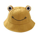 Maxbell Kids Girls Cotton Frog Bucket Hat Fishing Cap for Outdoor Vacation Yellow