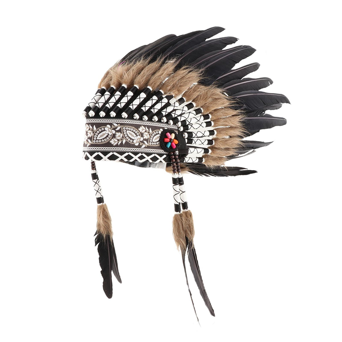 Maxbell Artificial Feather Headdress Photo Props for Cosplay Party Stage Performance Black
