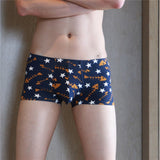 Maxbell Maxbell Sexy Men Seamless Boxer Briefs Printed Panties Underwear  M Blue Fishbone