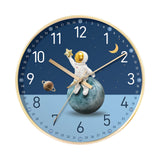 Maxbell Maxbell Wall Clock Round Silent Analog Cartoon Clock for Living Room Bedroom Kids Astronaut Star