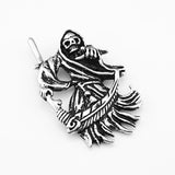 Maxbell Stainless Steel Death Reaper's Scythe Skull Pendant Necklace Men's Jewelry