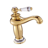 Bathroom Sink Faucet Smooth Luxury Victorian Ceramic Cartridge Single Handle gold
