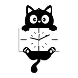 Cat Wall Clock Silent Pendulum Decorative Clock for Kids Room Indoor Bedroom