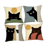Maxbell 4 Pieces Black Cat Throw Pillow Covers Animal Cushion Case for Men Women Bed
