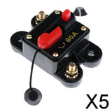 Maxbell 5x DC12V-24V Car Boat Audio 80A Circuit Breaker with Manual Reset Switchable