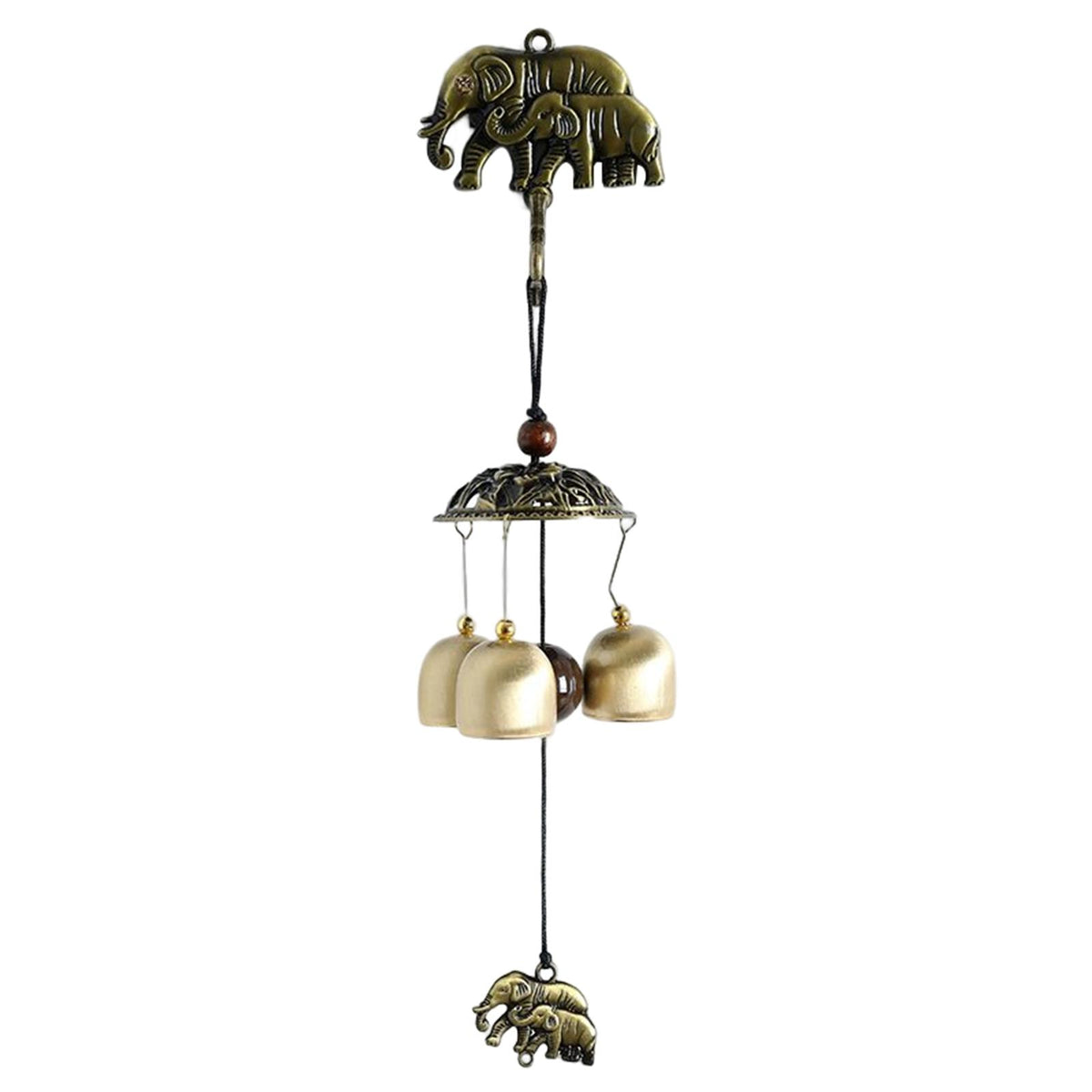 Maxbell Maxbell Retro Wind Chimes Wall Hanging Manual Door Bell for Room Garden Decoration DoubleElephant Style