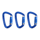 Maxbell Maxbell 3 Pieces 24KN Aluminum Rock Climbing Auto Self Locking Carabiner blue