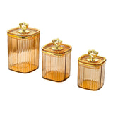 Maxbell 3Pcs Appetizer Food Bowl Airtight Food Storage Container for Dining Room Nut Amber 4 Gold Point