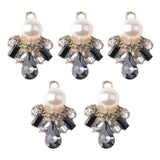 5 Pieces Faux Pearl Flower Buttons Rhinestone Embellishments Crystal Flower Buttons Charms for Garment, Bags, Woman Hair Accessories DIY Craft - Aladdin Shoppers