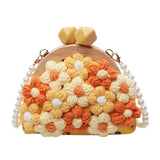 Maxbell Crochet Bag Casual Flowers Knitted Phone Wallet Purse Trendy Crossbody Purse Yellow