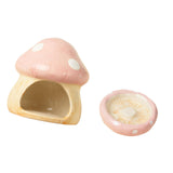 Maxbell Ceramic Hamster House Nest with Feeding Bowl for Ferret Squirrels Chinchilla Pink
