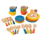 Wooden Toy Plates Dishes Cups Simulation Play Cutlery Plate Set for Children