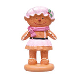 Maxbell Christmas Gingerbread Decoration Cute Resin Figurine for Party Table Kitchen Pink Skirt