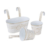 Maxbell 3 Pieces Hanging Flowerpots Rail Planters for Farmhouse Patio Indoor Outdoor White